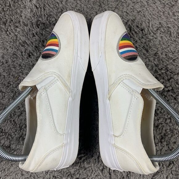 Women's VANS Asher Rainbow Glitter Heart White Slip-On Shoes Size 7.5 Pride - Picture 5 of 8